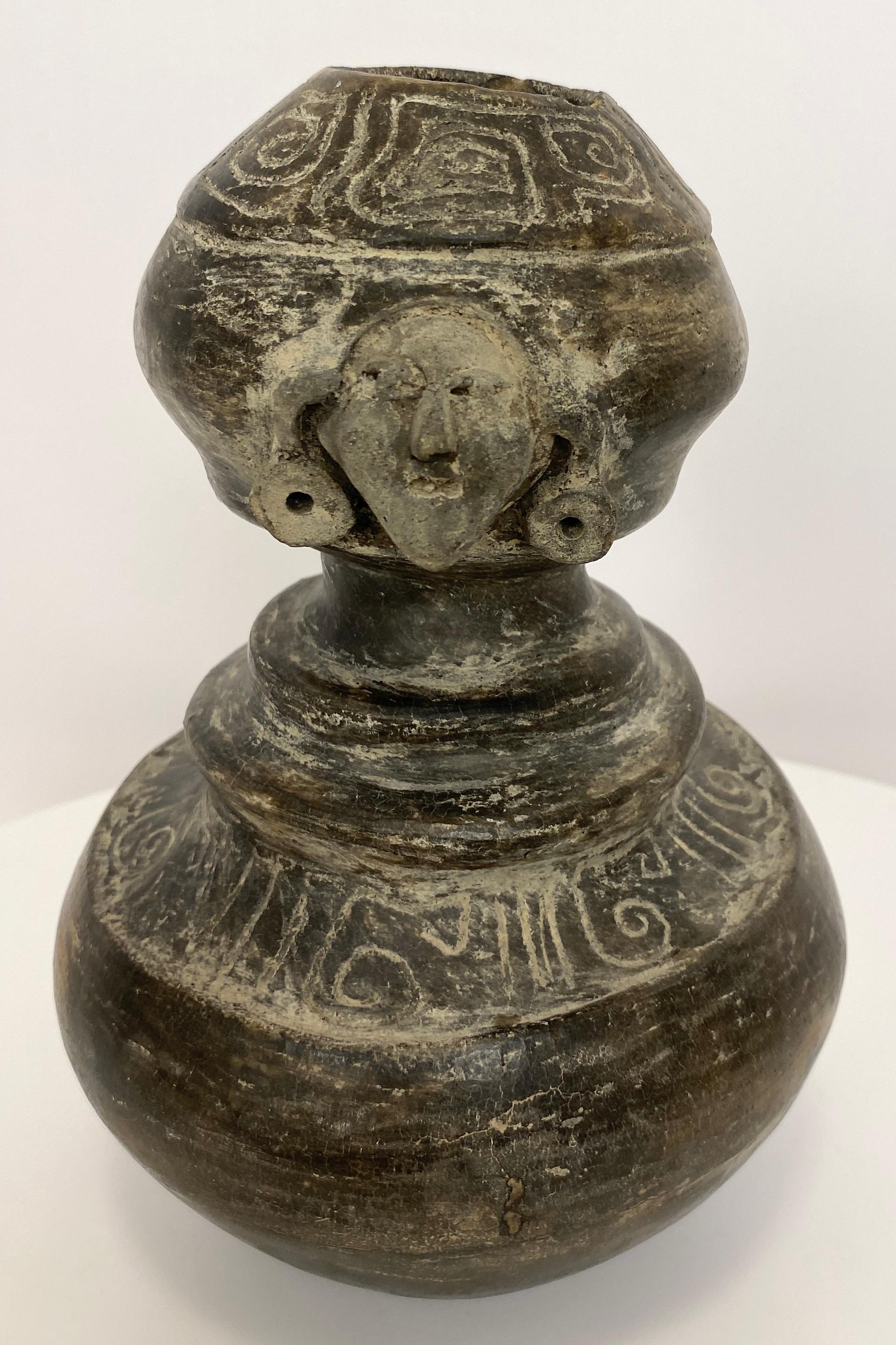 Clay Pre-Columbian Style Mexican Statue For Sale