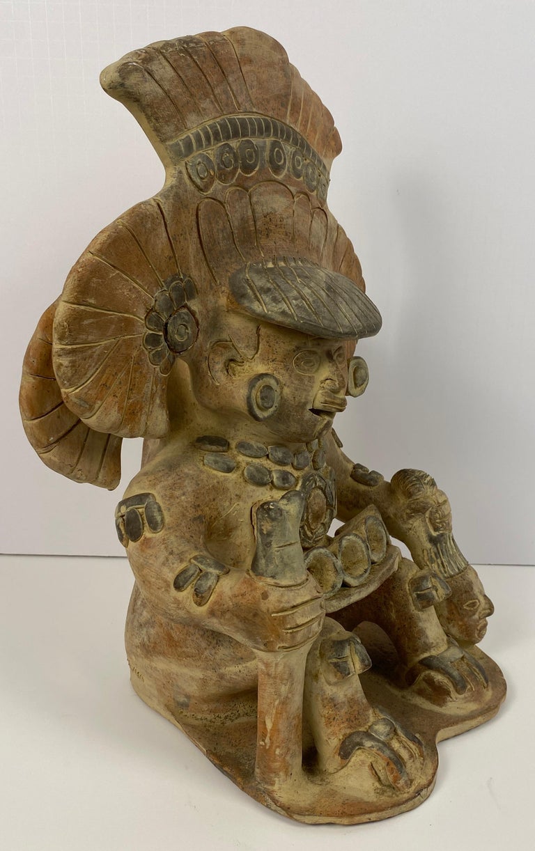 Statuette En Terre Cuite Mexicaine Style Précolombien - 11 Cm - Figurine Mésoaméricaine - Occasion Bon état