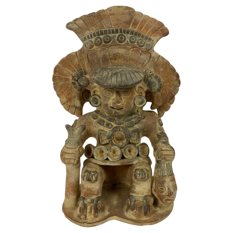 Statuette En Terre Cuite Mexicaine Style Précolombien - 21 Cm, Occasion En Bon état