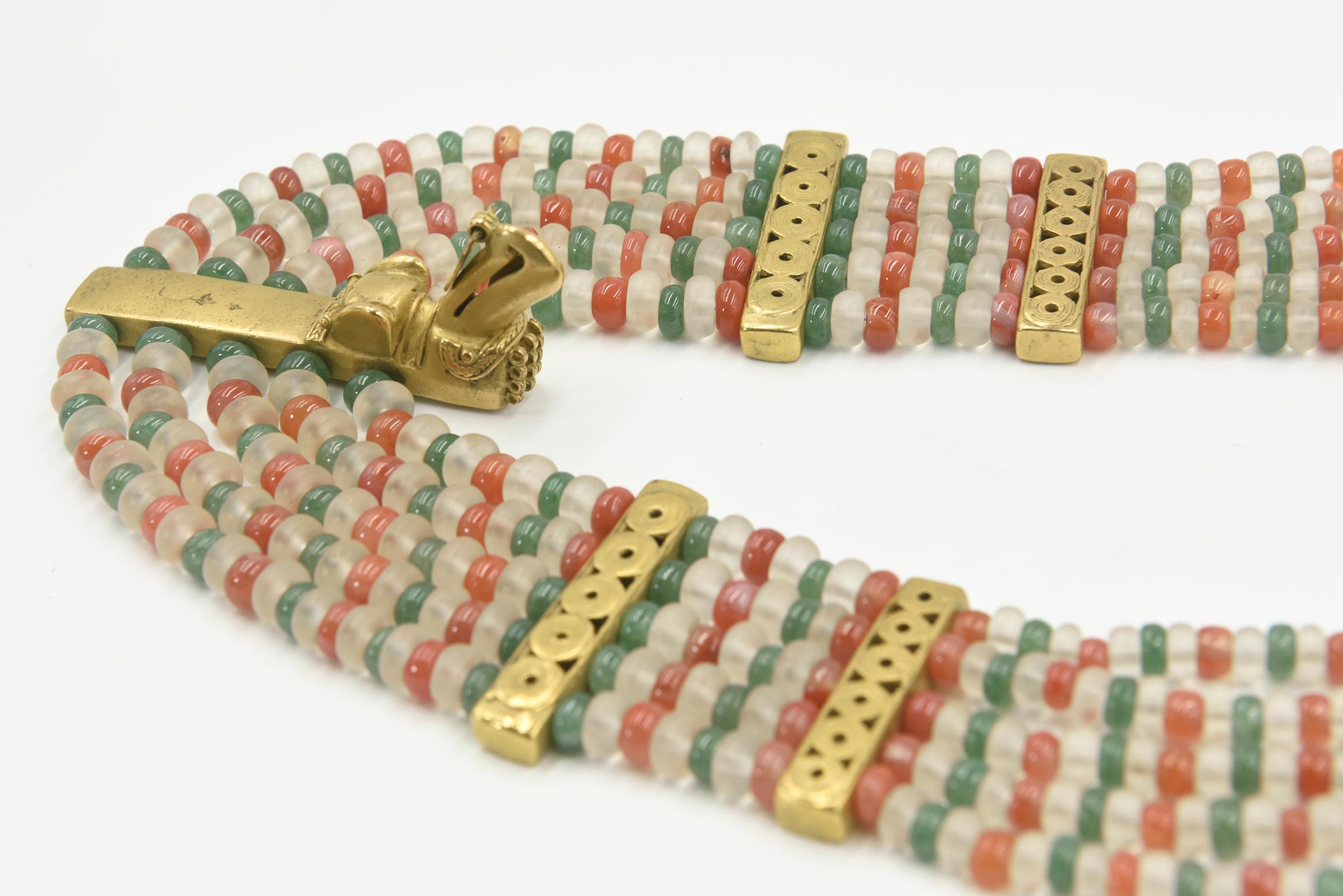 Halskette/Armband/Ohrring im präkolumbianischen Stil, Sinu Tumbaga Toucan-Tooth Edelstein für Damen oder Herren im Angebot