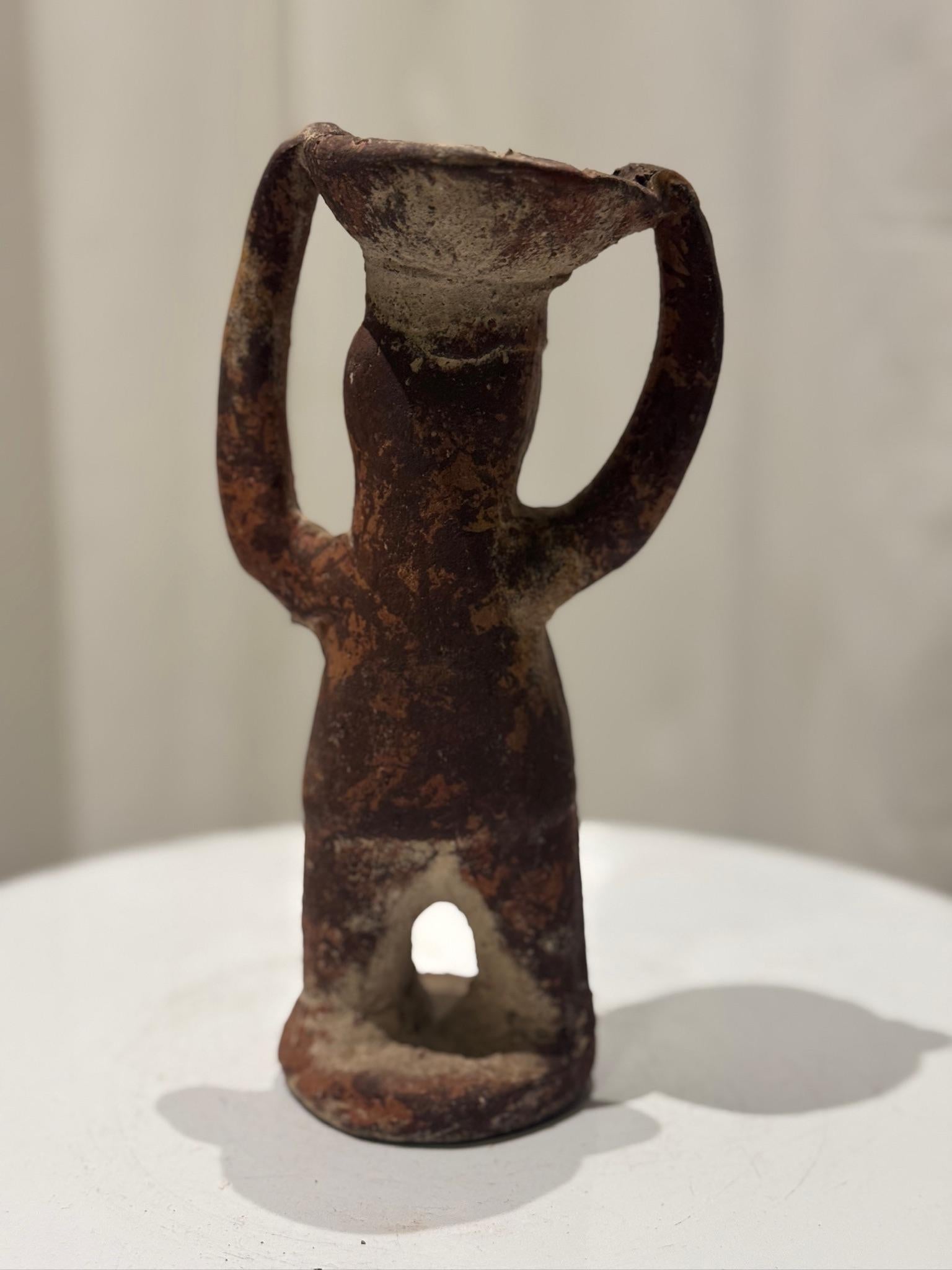 Unknown Pre-Columbian Style Terracotta Ritual Figure with Raised Arms For Sale