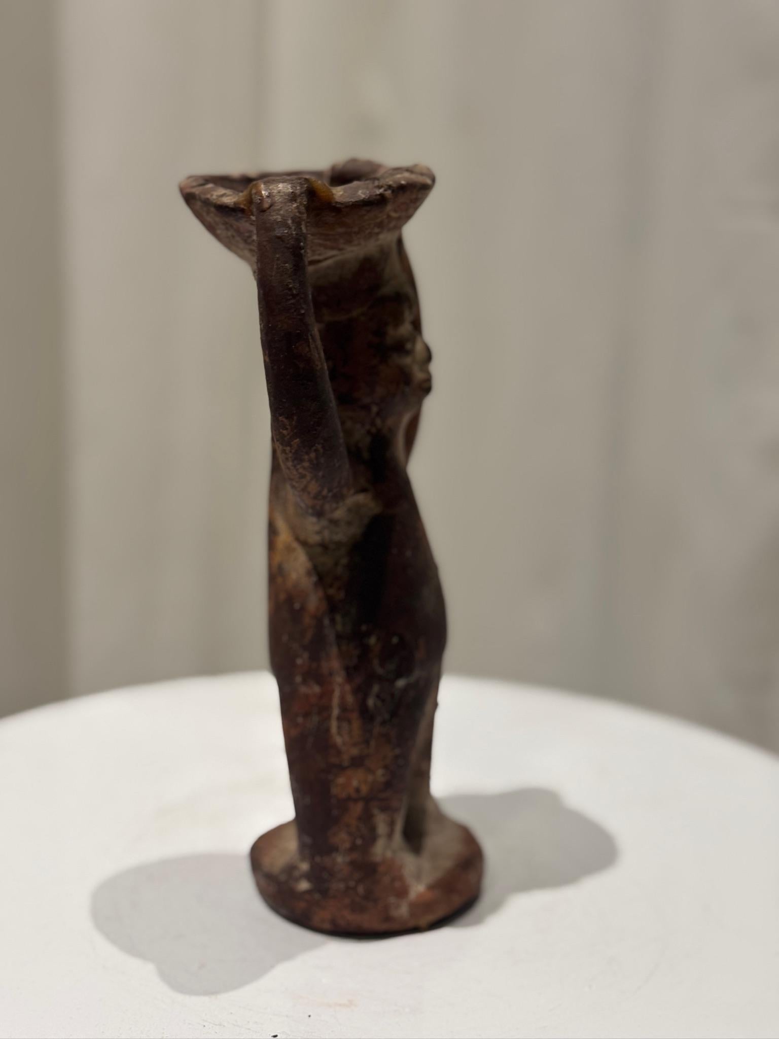 Pre-Columbian Style Terracotta Ritual Figure with Raised Arms In Good Condition For Sale In West Hollywood, CA