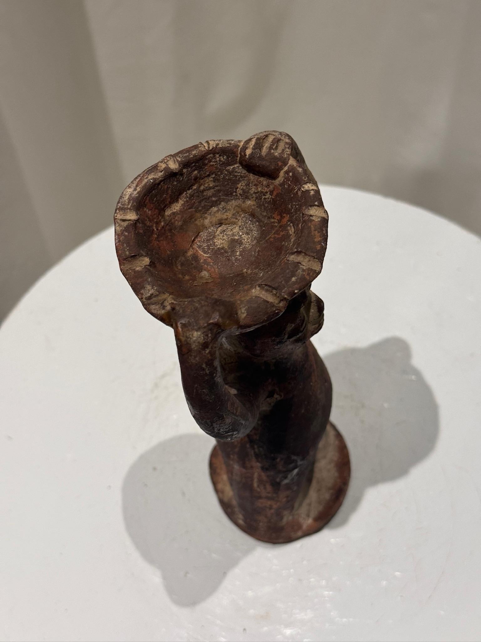 20th Century Pre-Columbian Style Terracotta Ritual Figure with Raised Arms For Sale