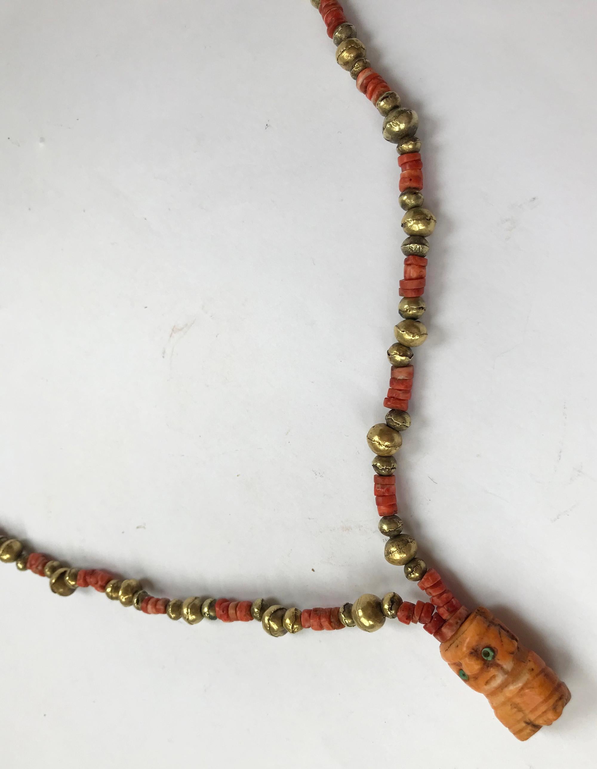 Peruvian Pre Columbian Superb Gold Bead Spondylus Shell Necklace Chimu Tribal Jewelry