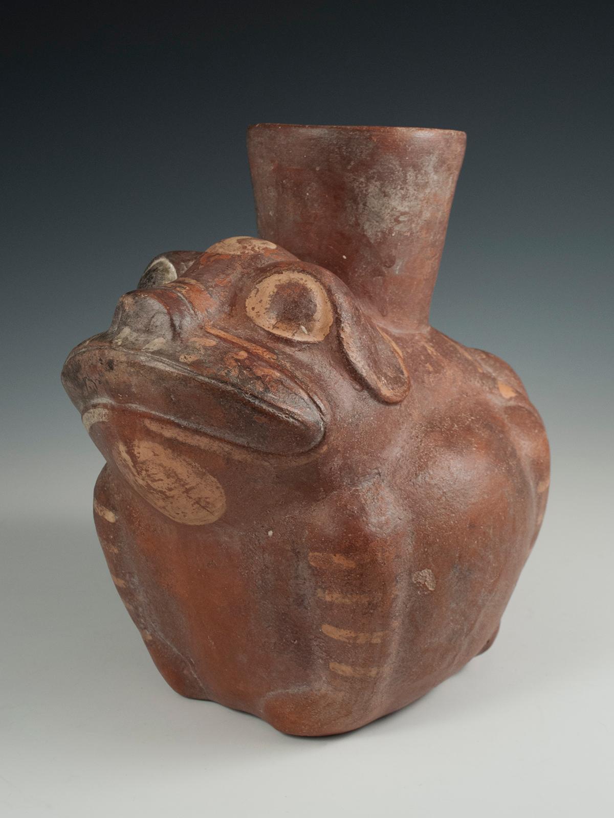 Peruvian Pre-Columbian Terracotta Dog/Frog Vessel Huari/Moche Culture, North Coast Peru