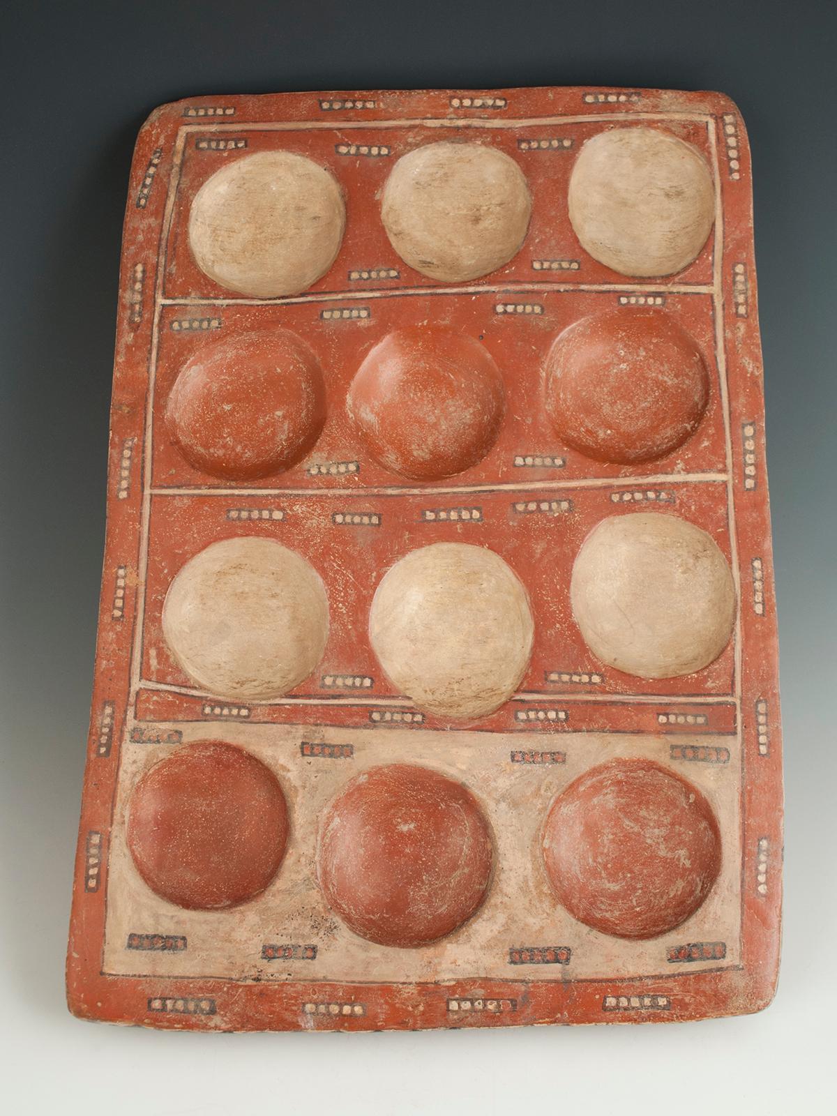 Tribal Pre-Columbian Terracotta Game Board or Tablet, Chachapoyas, Northern Peru