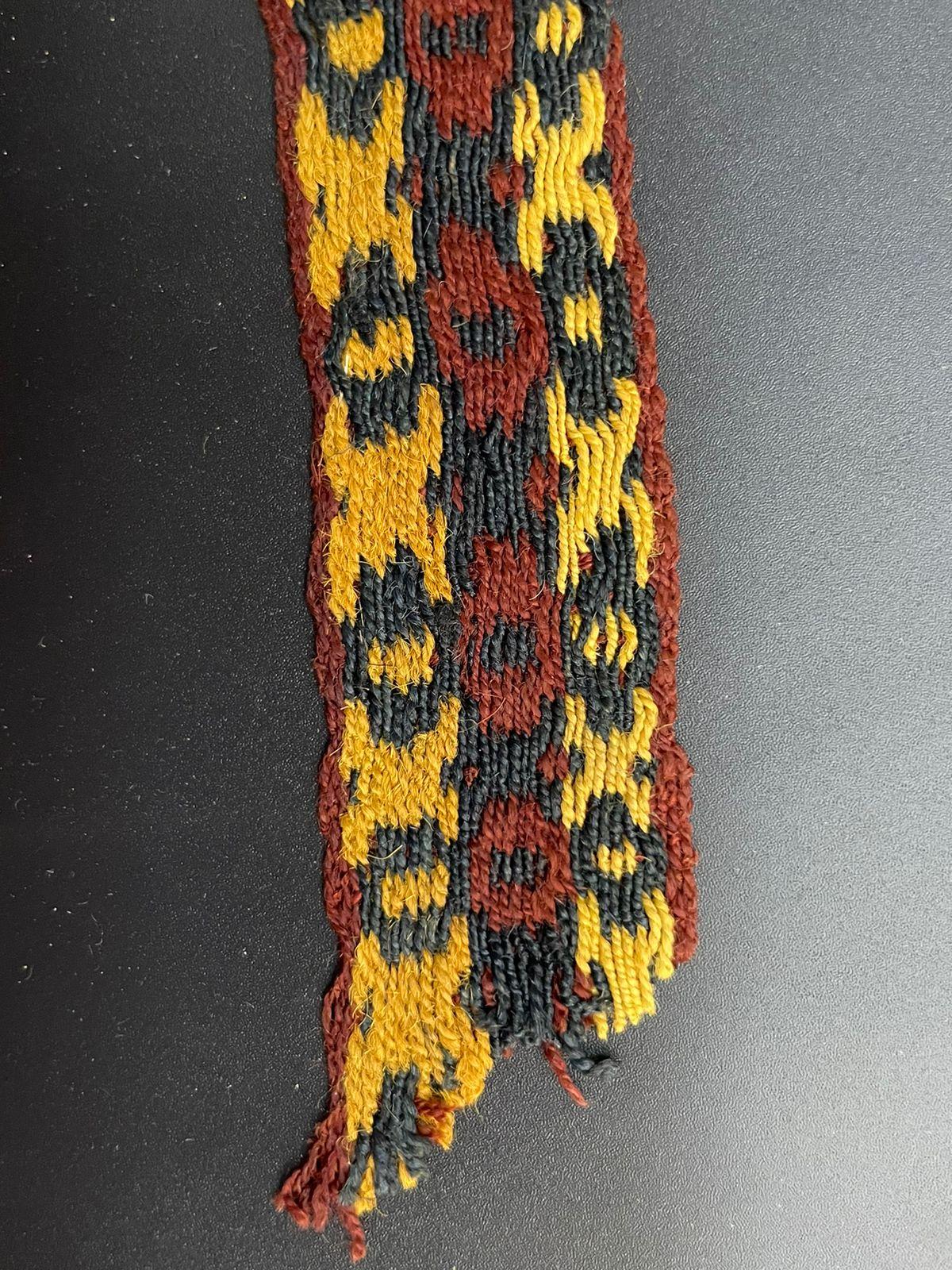 Hand-Woven Chancay Pre-Columbian Textile Fragment, Peru ca 1100-1400 AD, Ex Ferdinand Anton For Sale