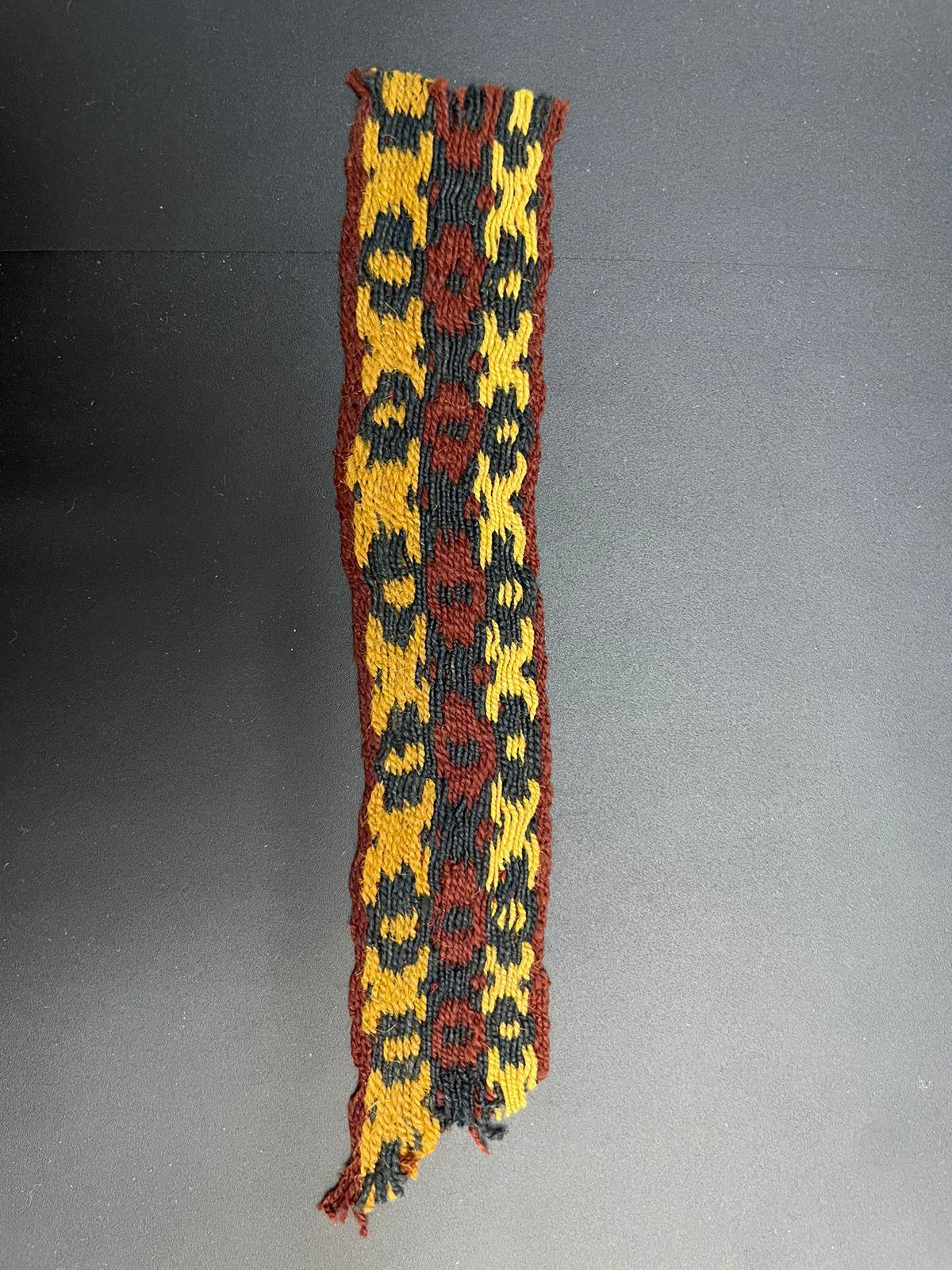 18th Century and Earlier Chancay Pre-Columbian Textile Fragment, Peru ca 1100-1400 AD, Ex Ferdinand Anton For Sale