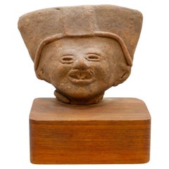 Pre-Columbian Veracruz Smiling Head Terracotta Pottery Historic Artifact