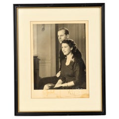 Pre-Coronation Signed Photograph Queen Elizabeth II and Prince Philip Dated 1952