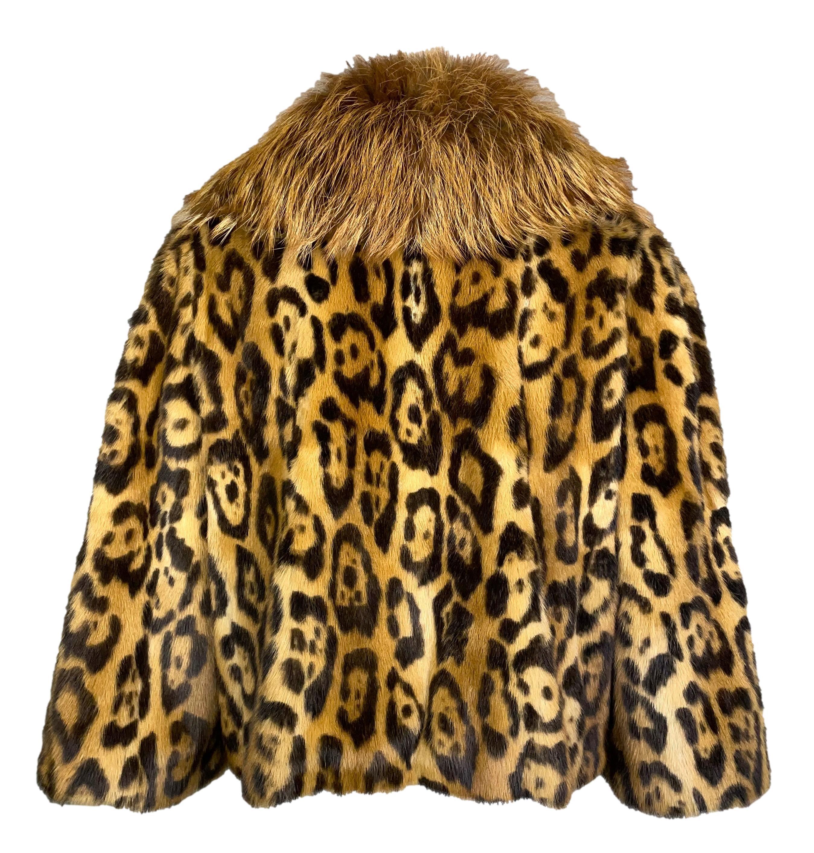 Pre-Fall 2009 Christian Dior John Galliano Jaguar Print Fox Fur Cropped Jacket In Excellent Condition In Yukon, OK