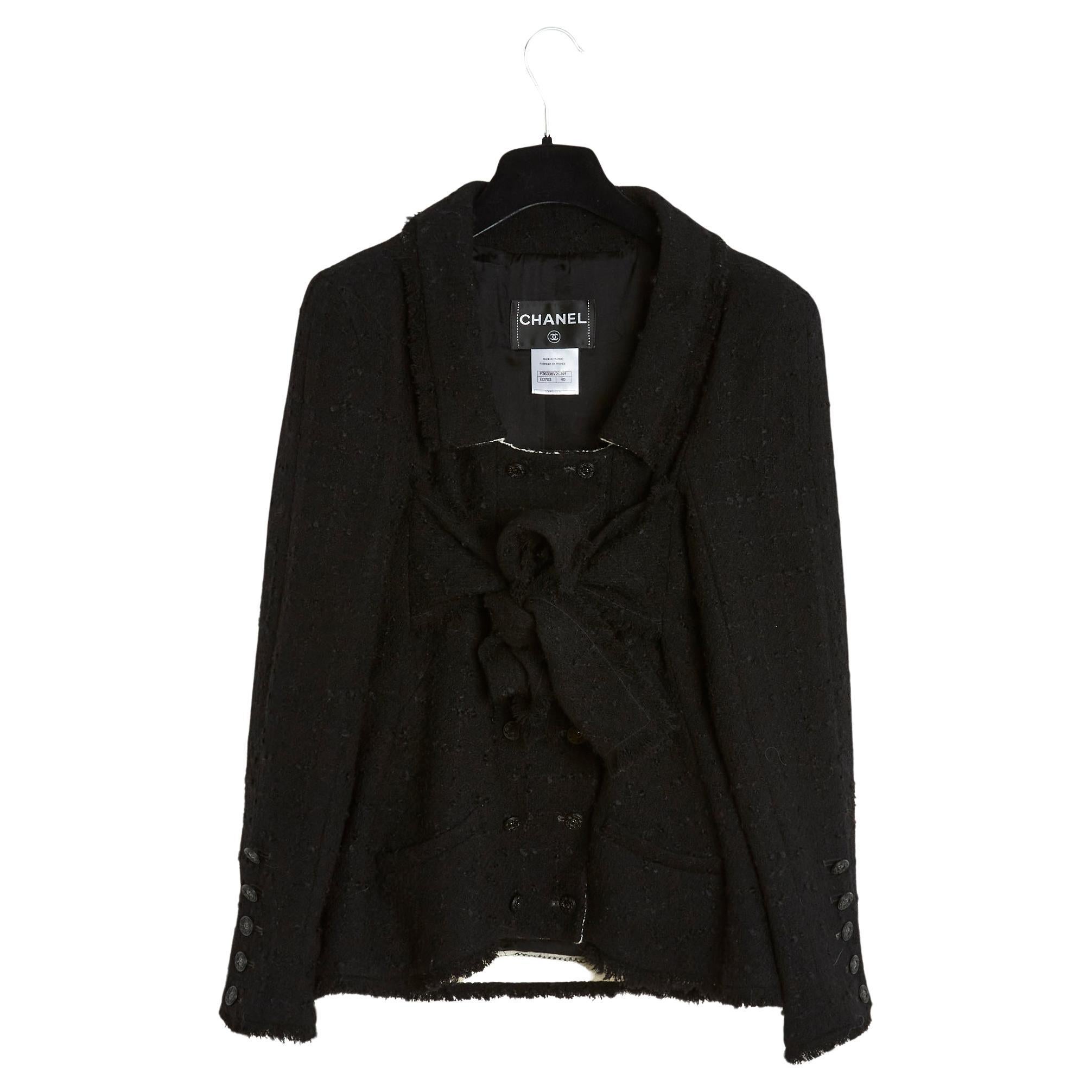 Pre Fall 2009 Tied up Black Tweed Jacket FR40 For Sale at 1stDibs