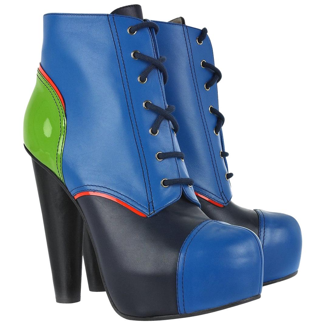 Pre-Fall 2010 L #11 NEUES VERSACE-LEDERPlateau ANKLE BOOTS 40 - 10 im Angebot