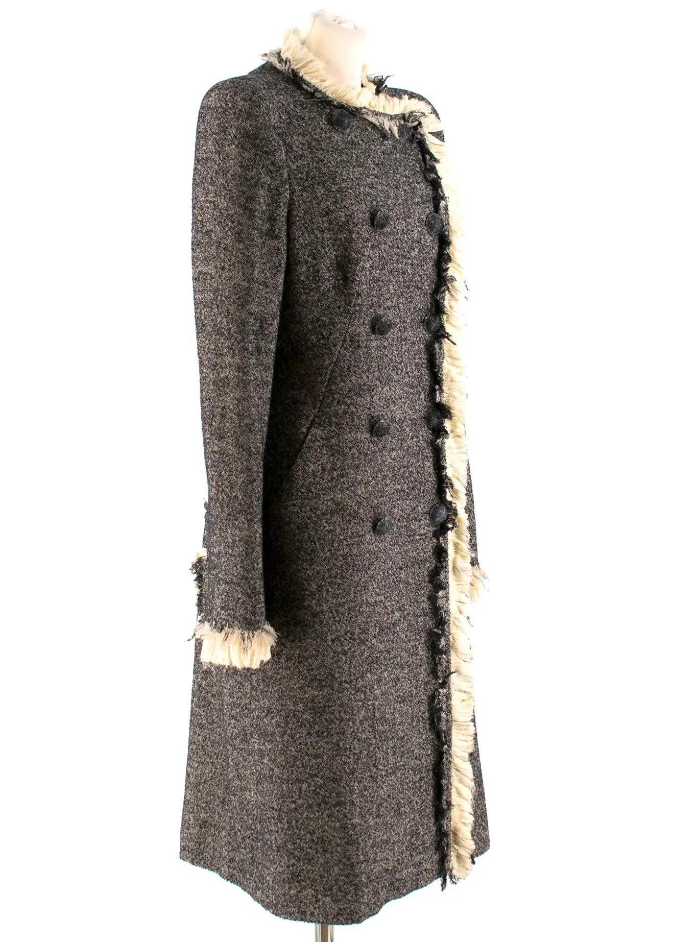 Women's Pre-Fall 2010 Vintage Alexander McQueen Tweed Coat with Ruffles Size IT40