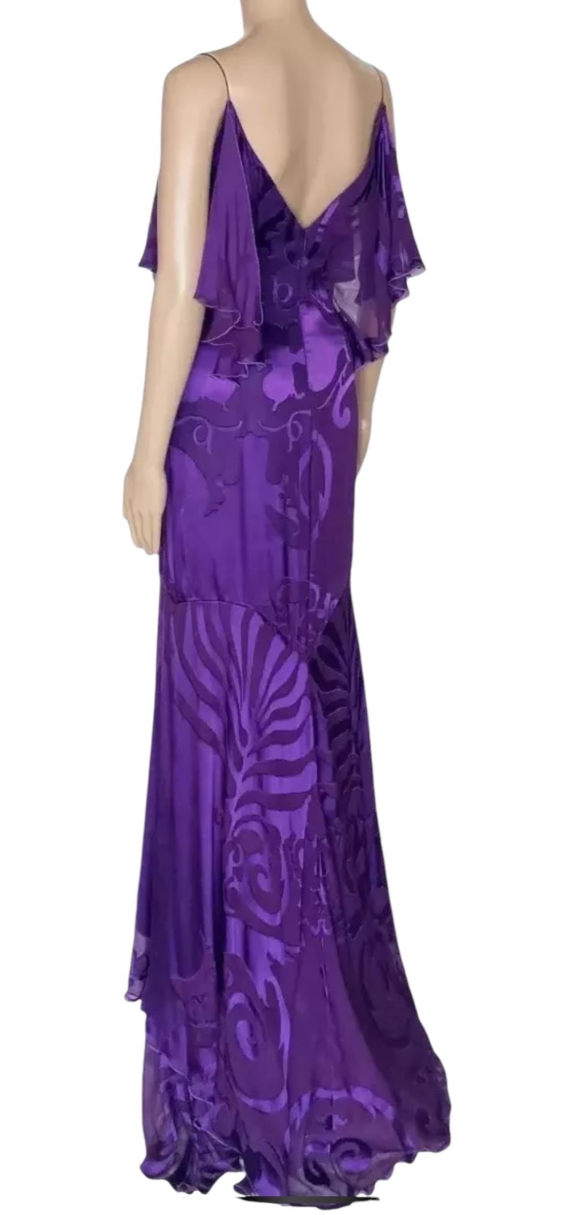 Pre-Fall 2011 Look #5 Versace Purple Floral Gown Dress 38 - 2 For Sale 2