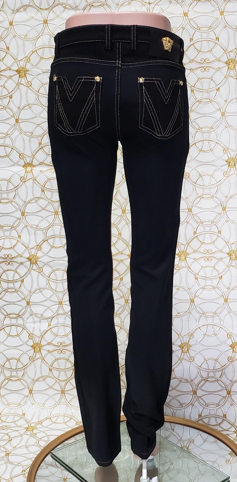 Pre-Fall 2013 L # 2 BRAND NEW VERSACE BAROQUE GOLD EMBROIDERED JEANS size  26 For Sale at 1stDibs | versace jeans on sale