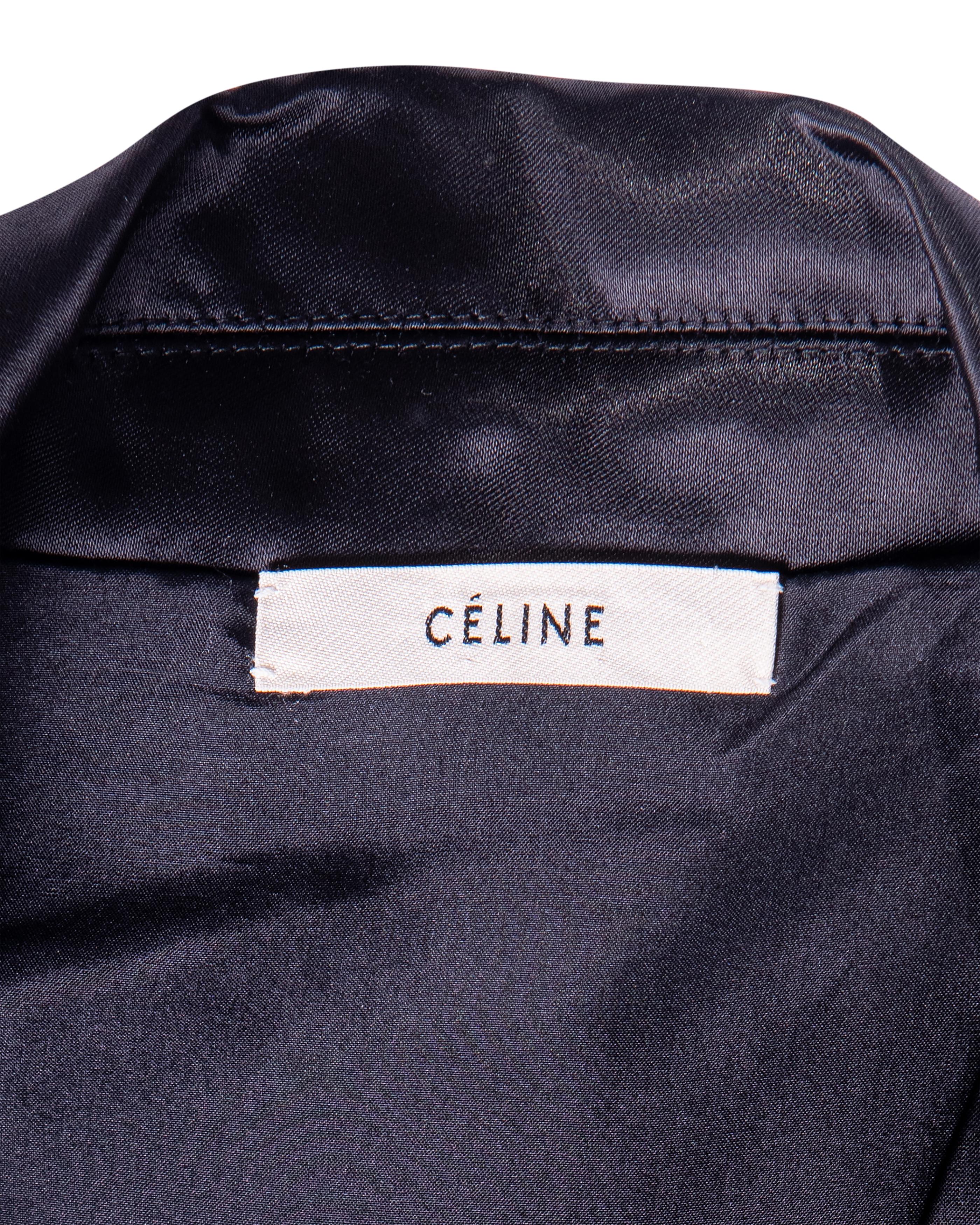 Pre-Fall 2014 Céline by Phoebe Philo Black Shearling Coat with Gray Accents For Sale 8