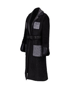 Pre-Fall 2014 Céline by Phoebe Philo Black Shearling Coat with Gray Accents