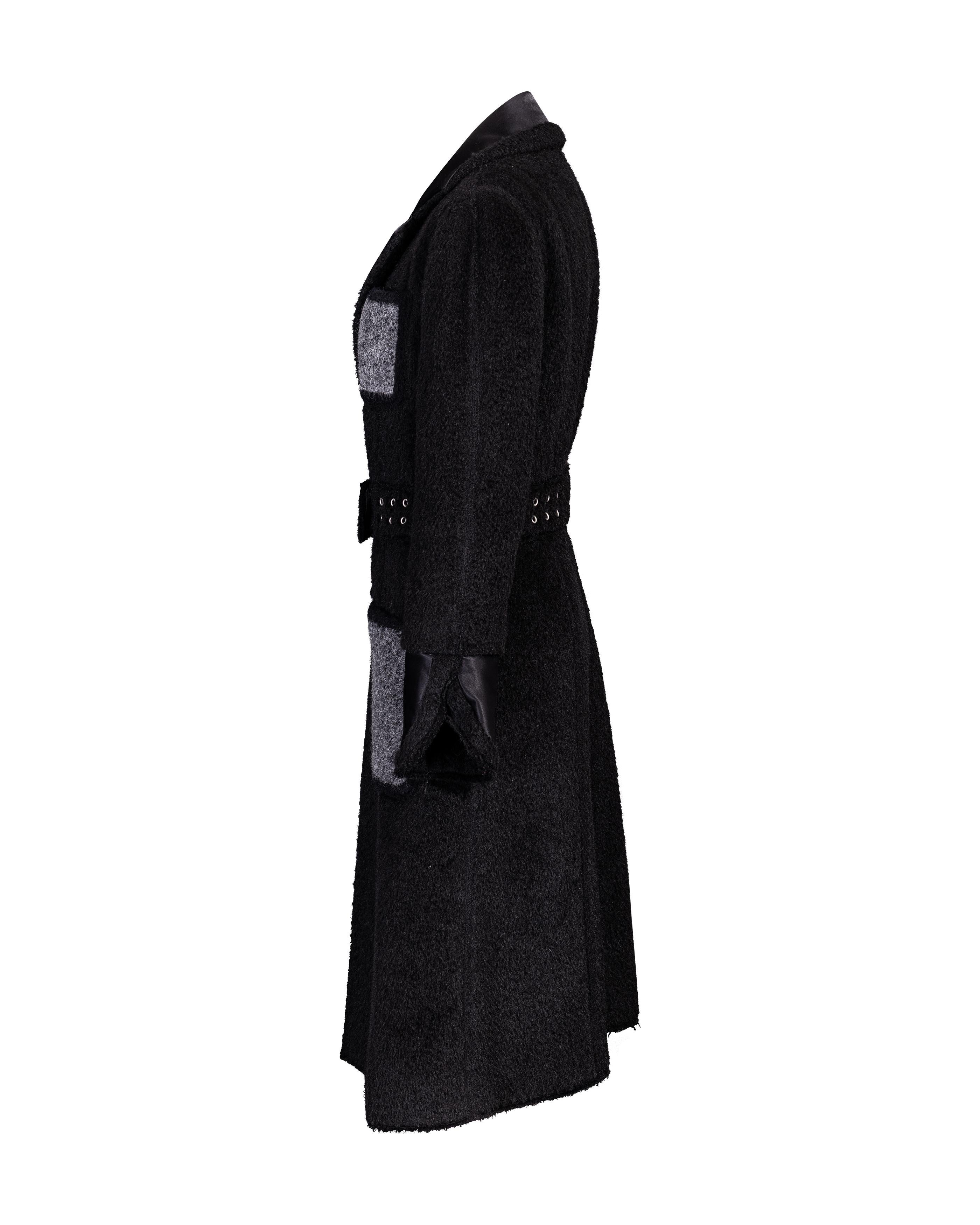 Pre-Fall 2014 Céline by Phoebe Philo Black Shearling Coat with Gray Accents In Excellent Condition For Sale In North Hollywood, CA