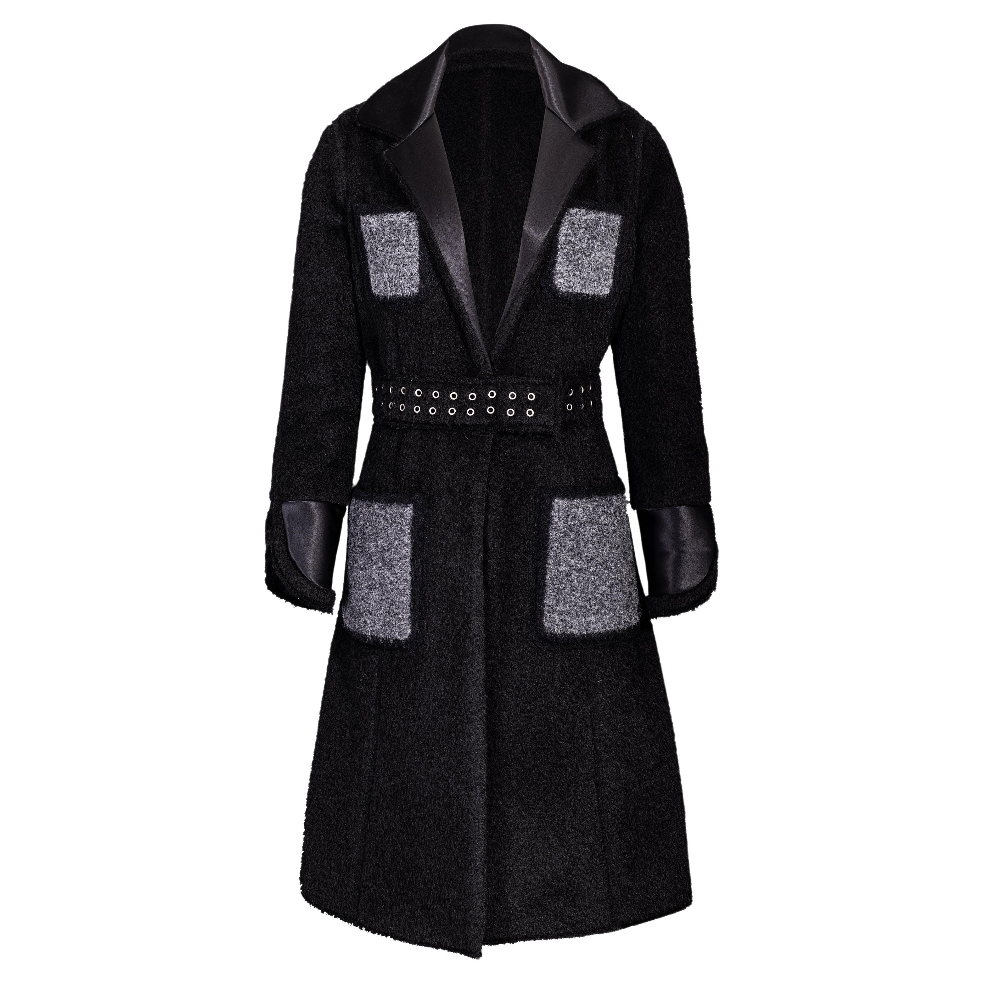 Pre-Fall 2014 Céline by Phoebe Philo Black Shearling Coat with Gray Accents
