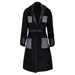 Pré-automne 2014 Céline by Phoebe Philo Manteau en shearling noir avec des accents gris