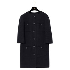 Pre Fall 2014 Paris Dallas Chanel Coat FR40 Black Navy Pristine Condition