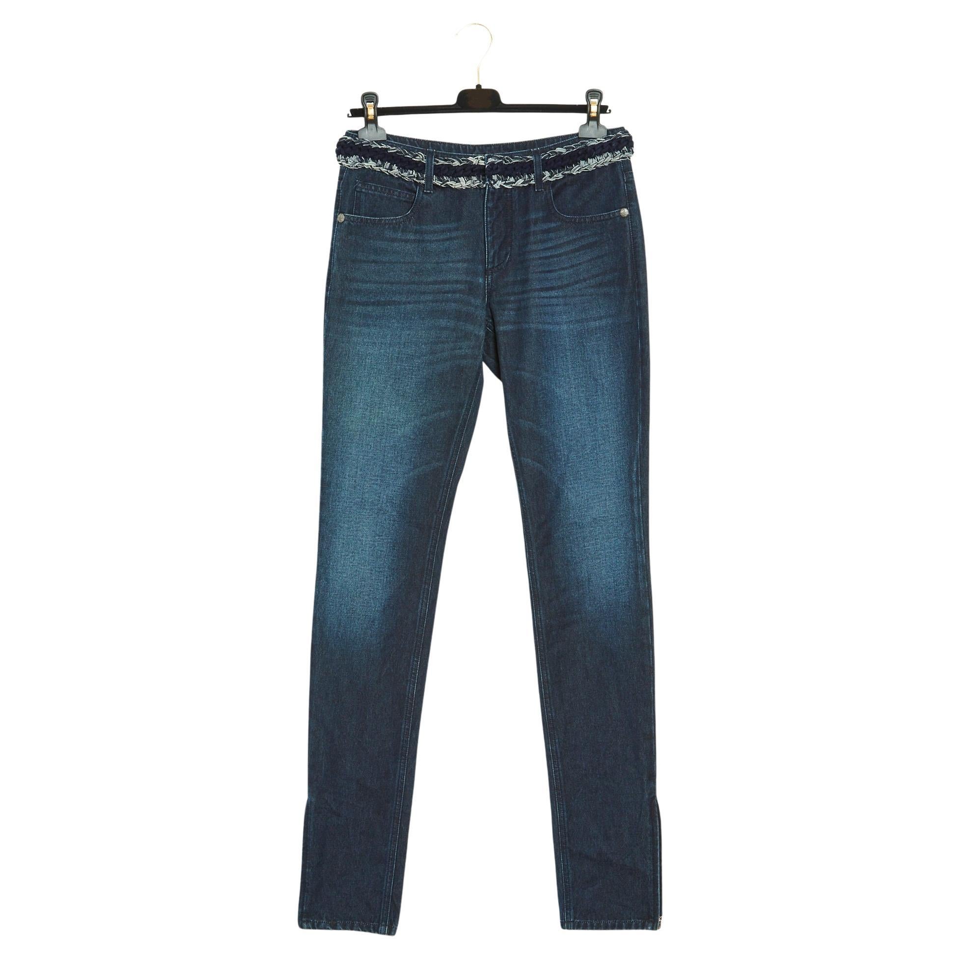 Pre Fall 2015 Chanel Tweed belt Blue Jeans FR38