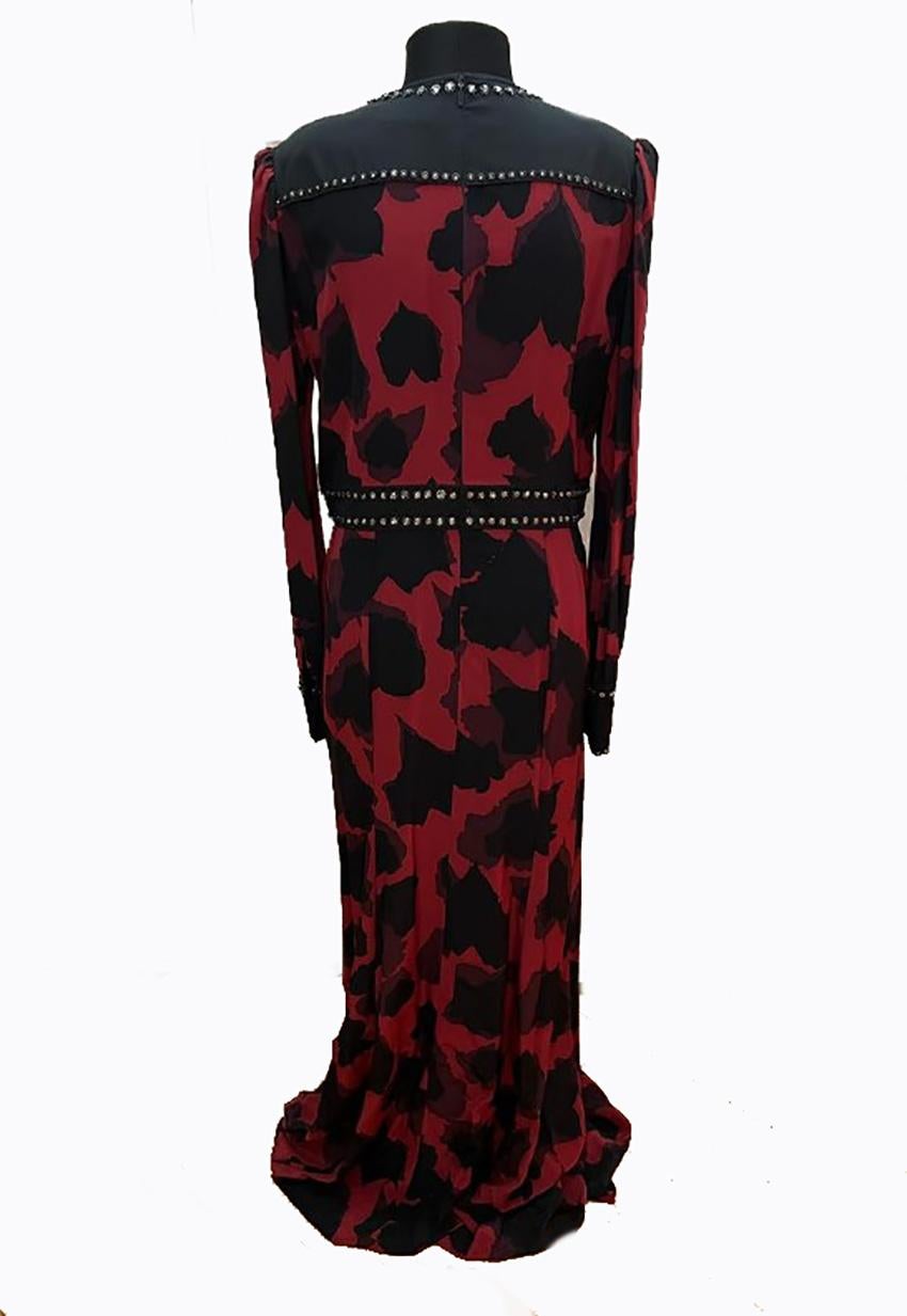 Women's Pre-Fall 2015 GUCCI BURGUNDY LONG SILK DRESS Size 48 - 12