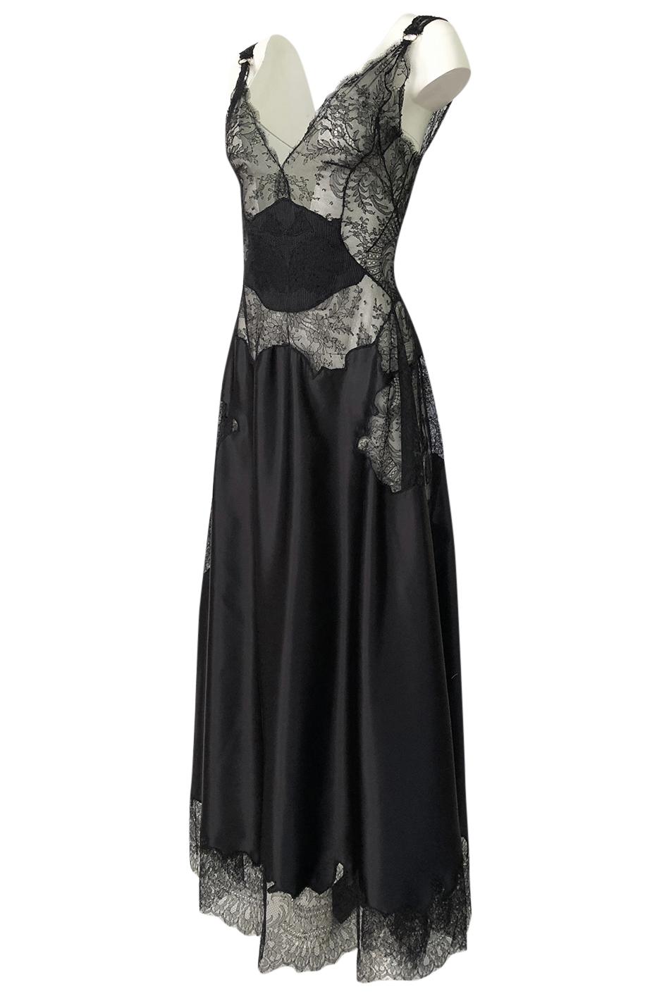 Pre-Fall 2015 Ricardo Tisci for Givenchy Black Silk Satin & Lace Dress In Excellent Condition In Rockwood, ON