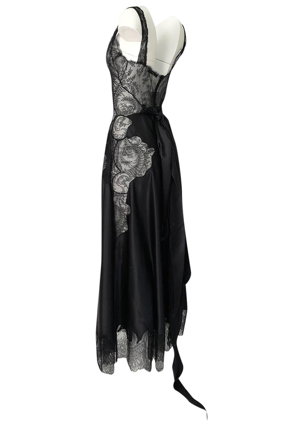 Women's Pre-Fall 2015 Ricardo Tisci for Givenchy Black Silk Satin & Lace Dress