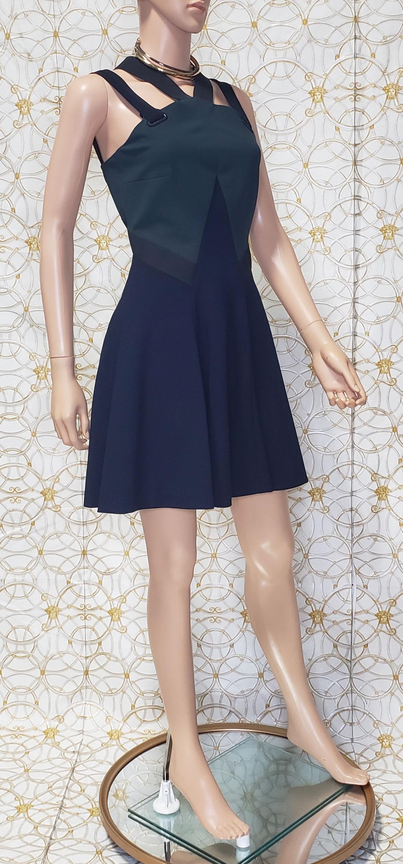Pre-Fall 2016 L# 9 NEW VERSACE NAVY BLUE STRETCH COCTAIL VISCOSE DRESS 38, 42 For Sale 4