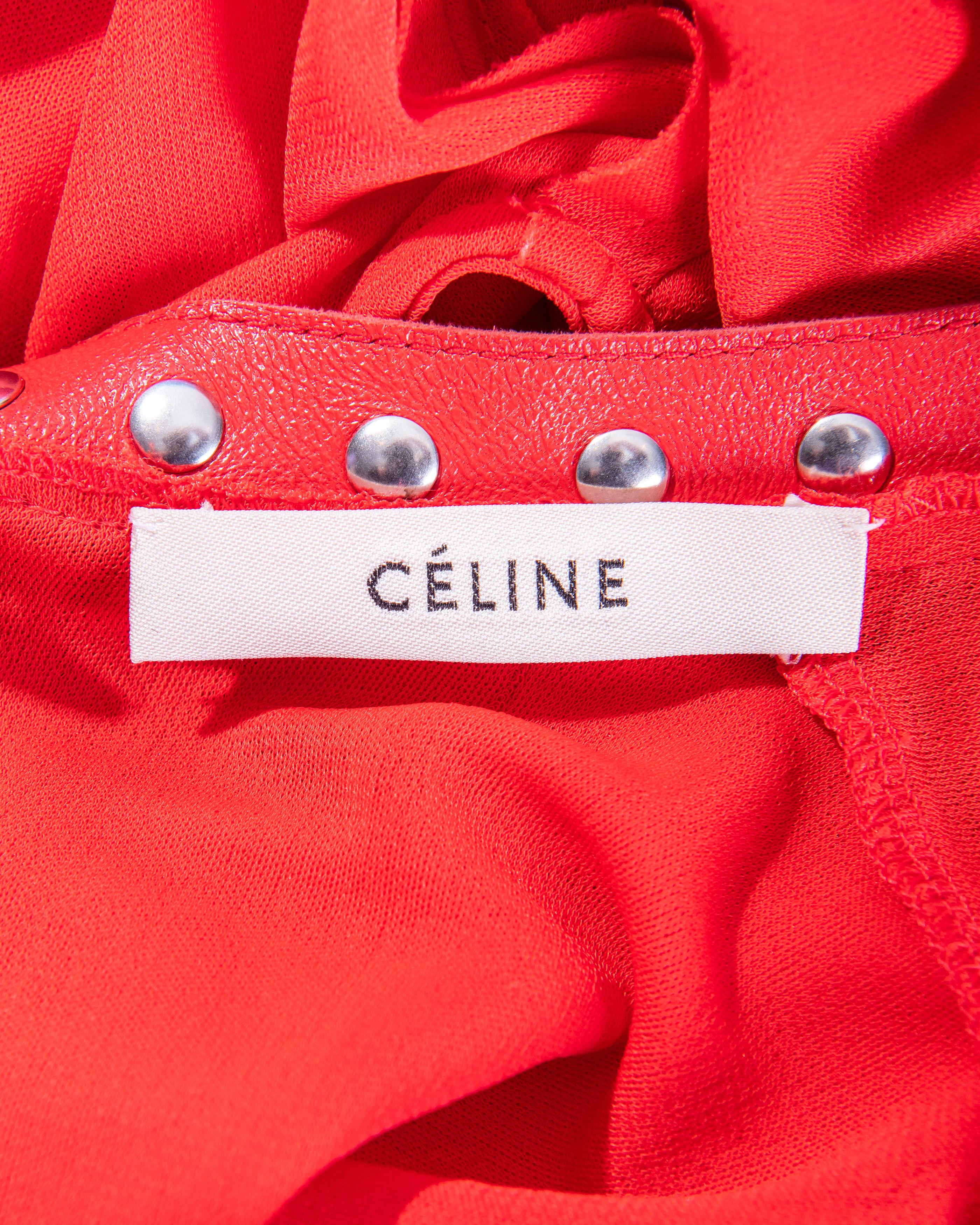Pre-fall 2017 Old Céline by Phoebe Philo Reversible Red Cap Sleeve Dress 6