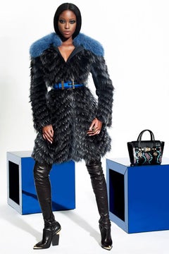 Pre/Fall2012 L# 5 VERSACE BLUE SNAKESKIN BELT w/Gold Tone GREEK KEY BUCKLE 75/30