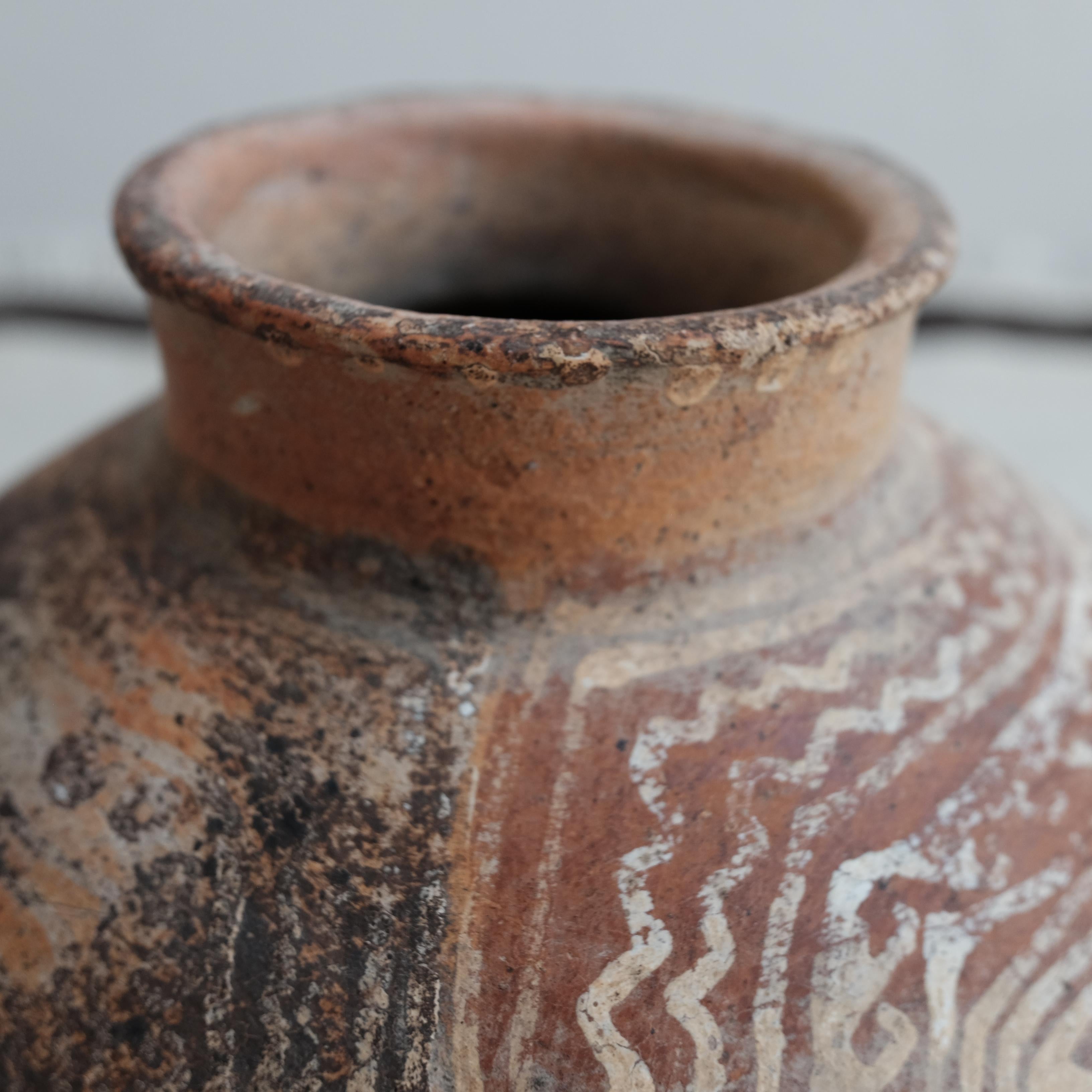 Pre-Colombian vessel from northern Nayarit, Mexico. Elaborately painted. Most likely post-classic, 1200-1500 AD. Culture and exact origin unknown.