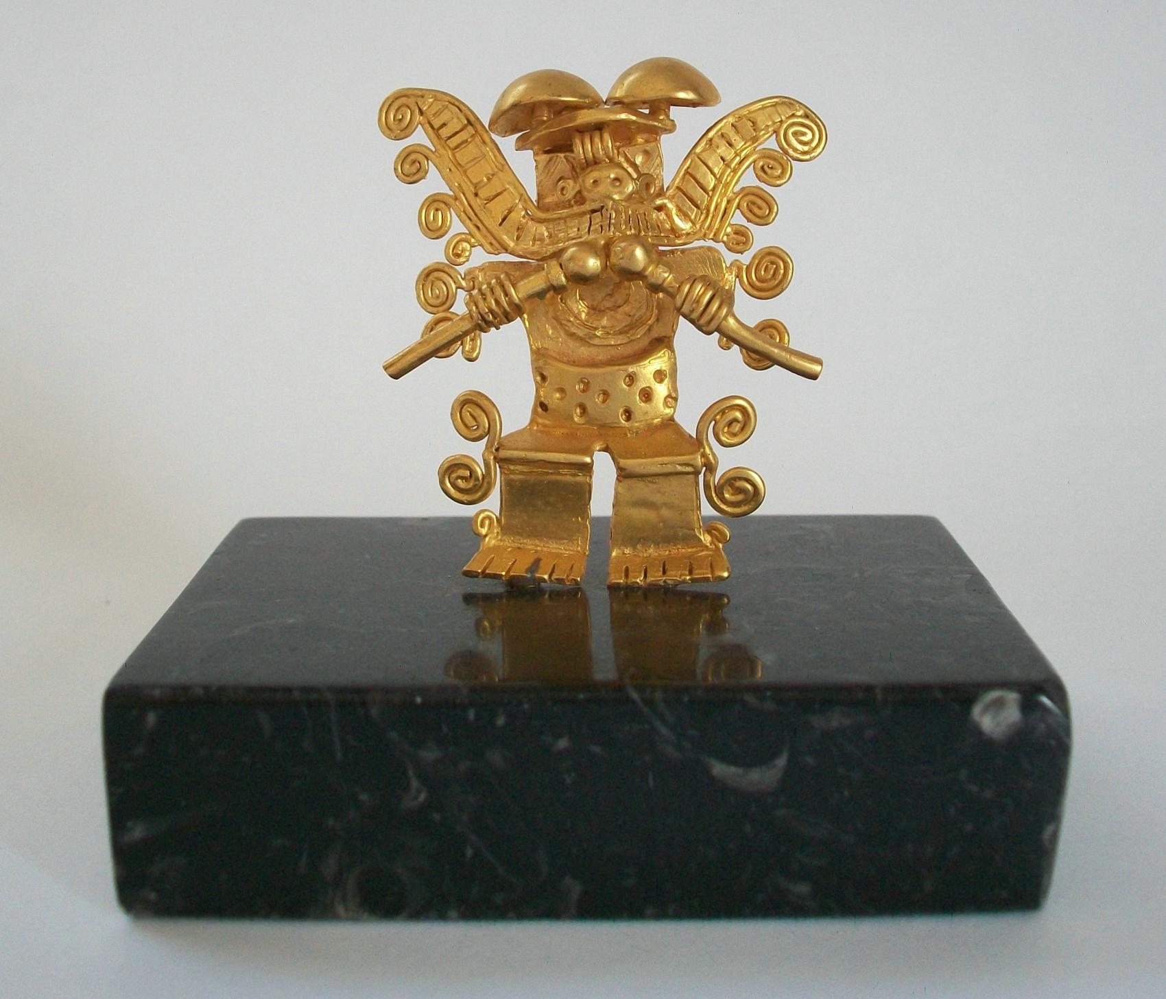 Pre-Hispanic Style Artifact Paperweight, Marble Base, Columbia, Circa 1980's For Sale 4