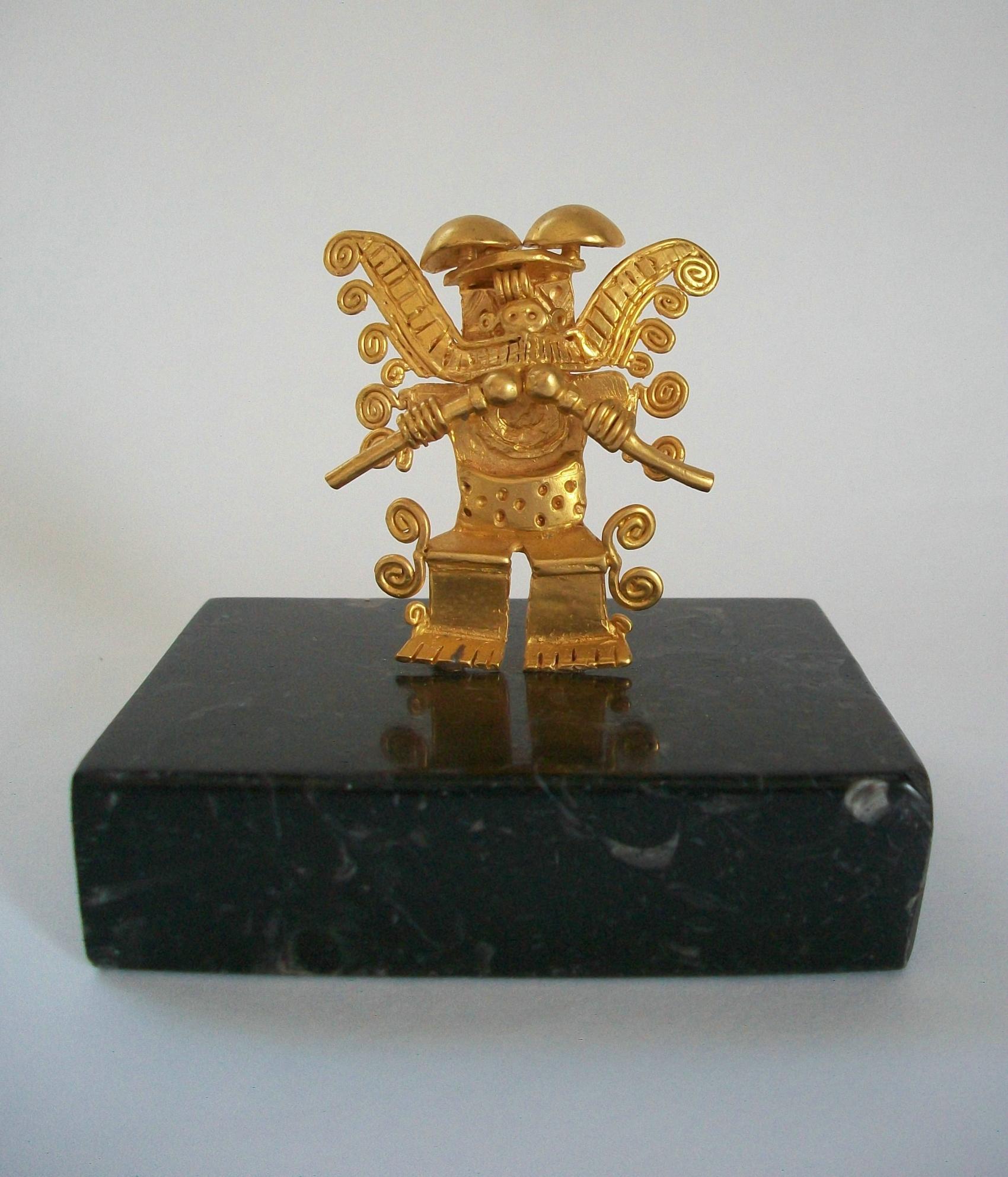 Pre-Hispanic Style Artifact Paperweight, Marble Base, Columbia, Circa 1980's For Sale 5