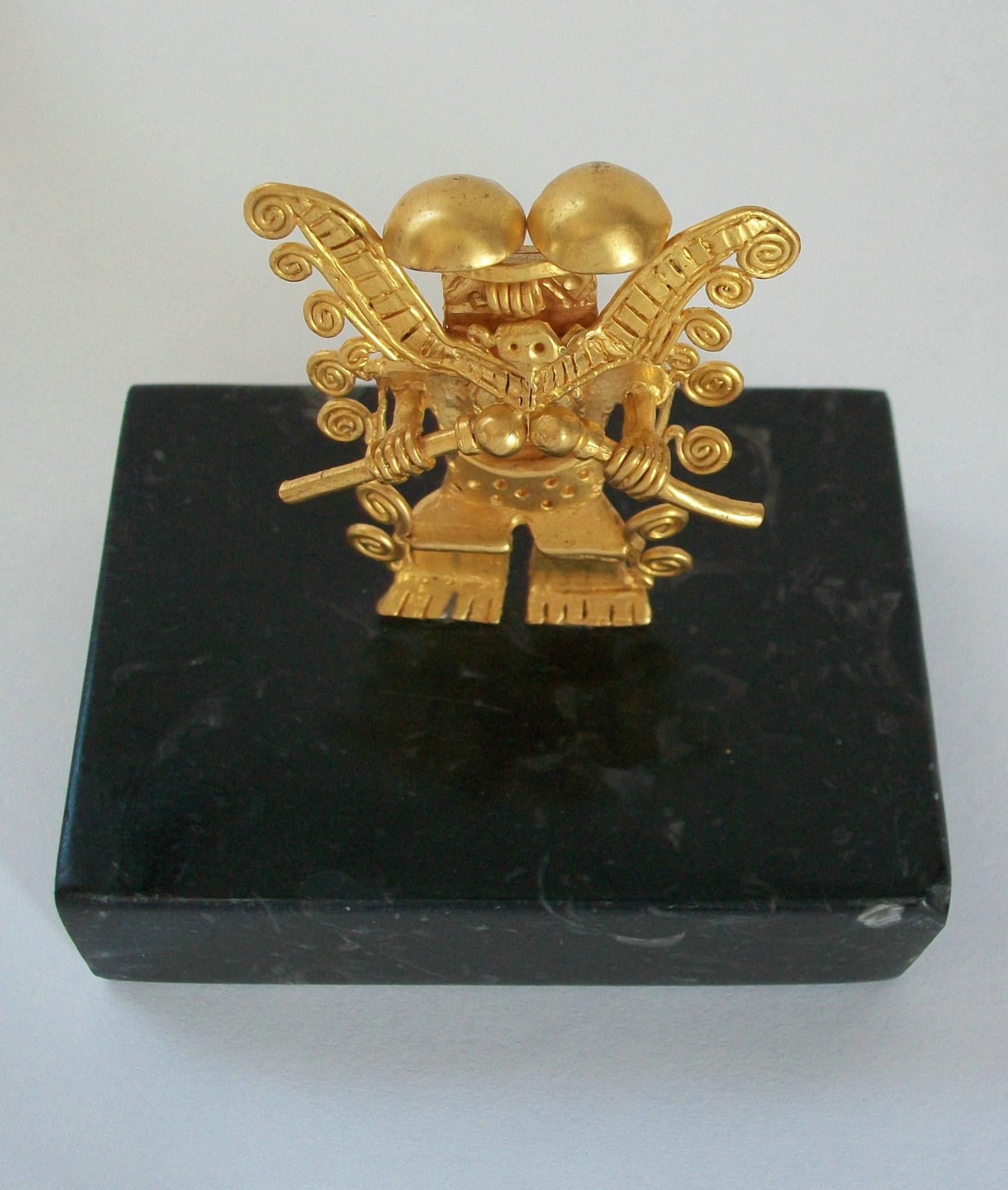 Pre-Hispanic Style Artifact Paperweight, Marble Base, Columbia, Circa 1980's For Sale 6