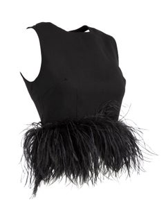 Pre-Loved 16 Arlington Women's Black Top with Feather Trim