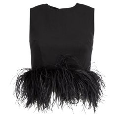 Pre-Loved 16 Arlington Women's Black Top with Feather Trim