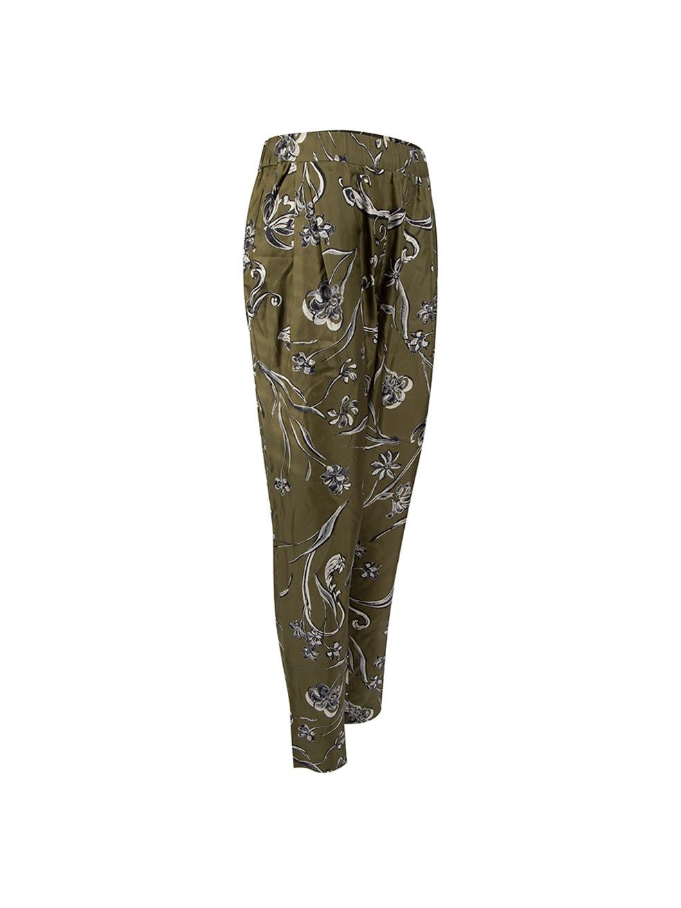 CONDITION is Very good. Hardly any visible wear to trousers is evident on this used 3. 1 Phillip Lim designer resale item. Details Khaki Silk Straight leg trousers Floral print High rise Elasticated on waistband Front side pockets Made in China