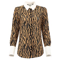 Pre-Loved 3.1 Phillip Lim Women's Tiger Patterned Long Sleeve Blouse