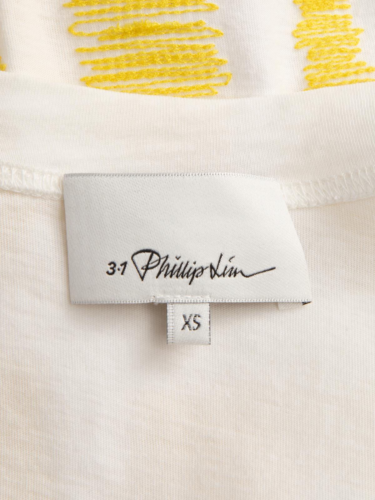 Pre-Loved 3.1 Phillip Lim Women's White Cotton Cropped T-Shirt with Yellow 2