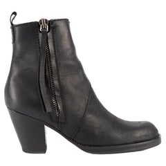Pre-Loved Acne Studios Women's Black Leather Heeled Ankle Boots with Side Zip