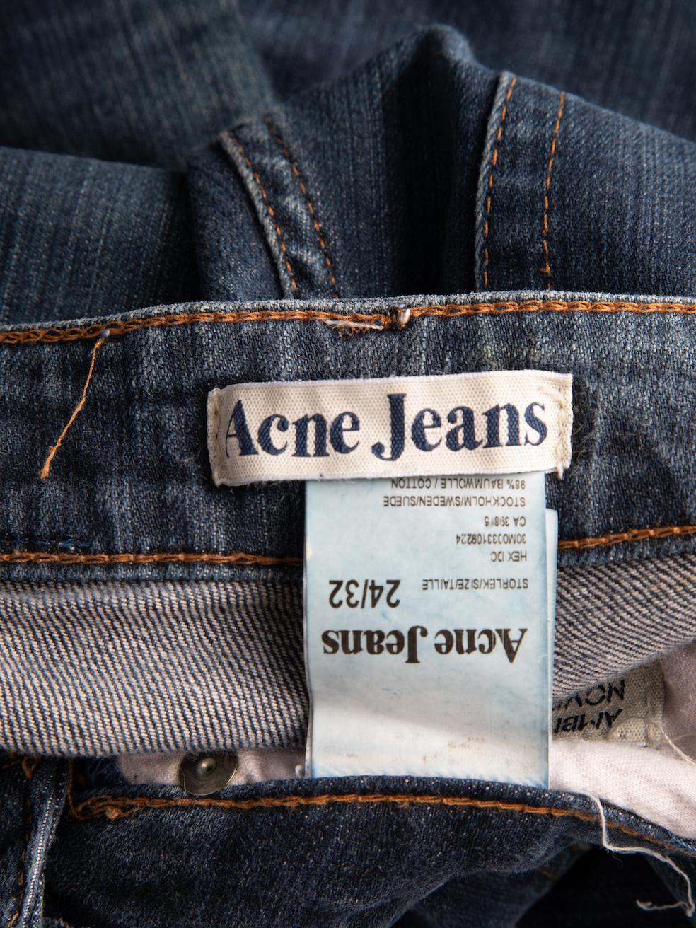 Pre-Loved Acne Studios Women's Blue Denim Straight Leg Low Rise Jeans In Excellent Condition In London, GB