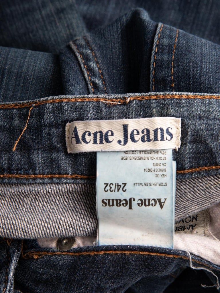 Pre-Loved Acne Studios Women's Blue Denim Straight Leg Low Rise Jeans For  Sale at 1stDibs