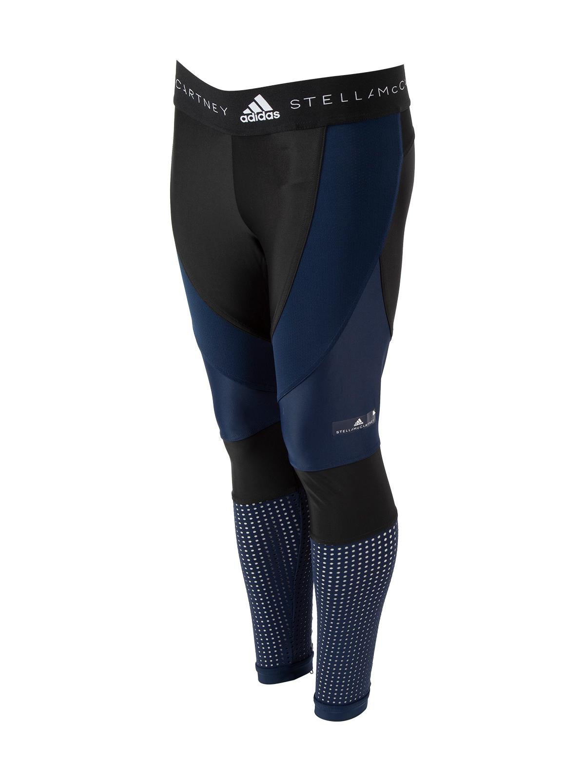 Pre-Loved Adidas By Stella McCartney Women's Blue and Black Sports Leggings In Excellent Condition In London, GB