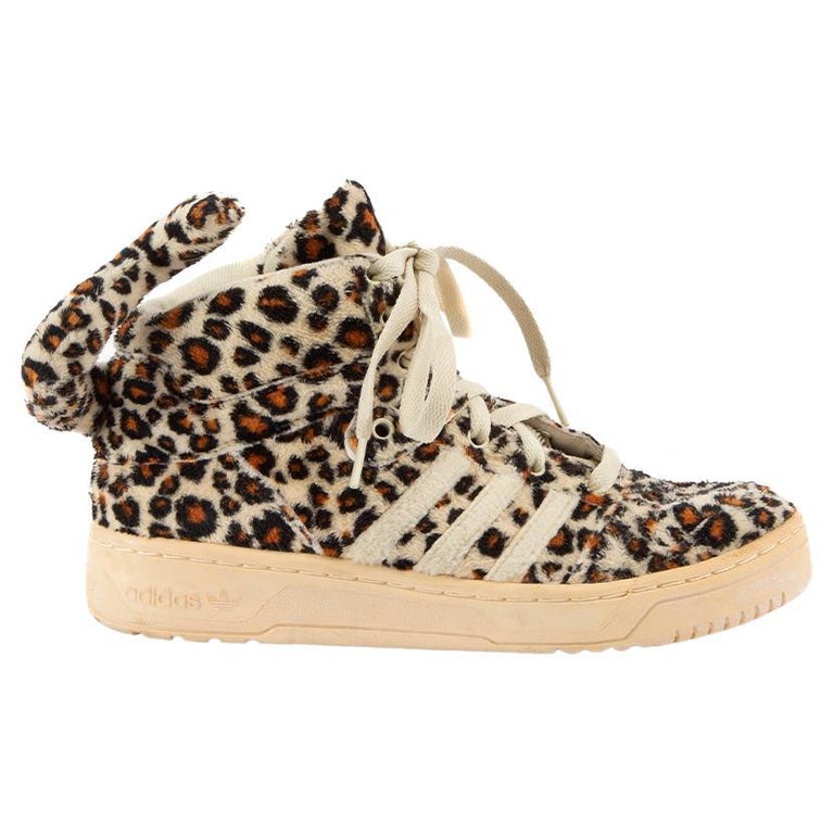 Pre-Loved Adidas X Jeremy Scott Women's Leopard Print Fluffy Sneakers With  Tail For Sale at 1stDibs