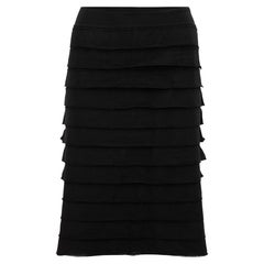 Pre-Loved Alaïa Women's Black Tier Layered Straight Skirt
