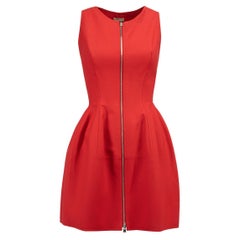 Pre-Loved Alaïa Women's Red Sleeveless Zip Up Flared Dress