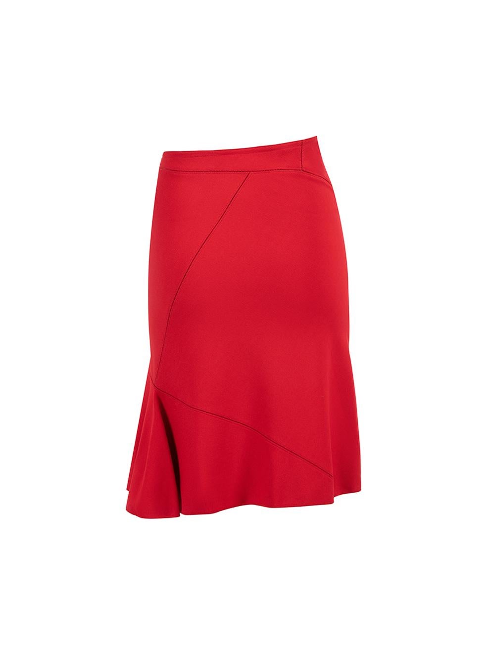 Pre-Loved Alaïa Women's Red Stitched Together Pencil Skirt In Excellent Condition For Sale In London, GB